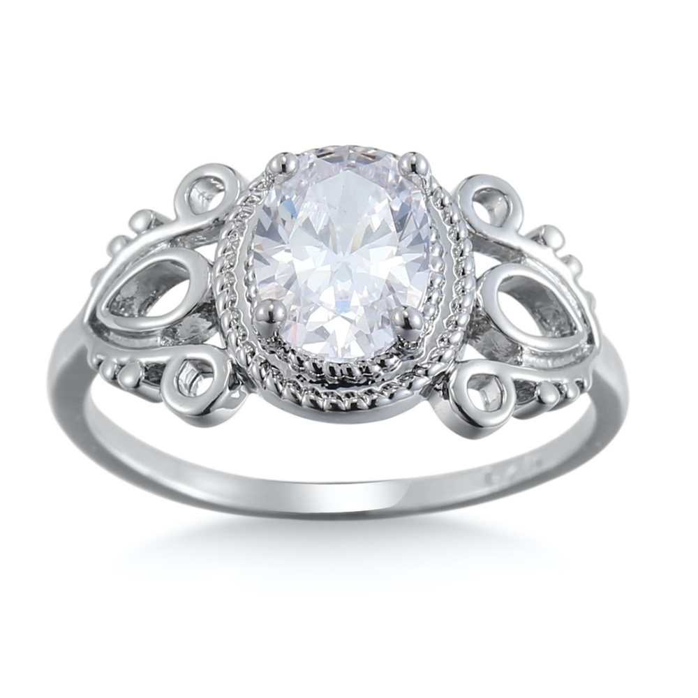*HEAVENLY* Vintage Silver Zircon Fashion Ring Size 8